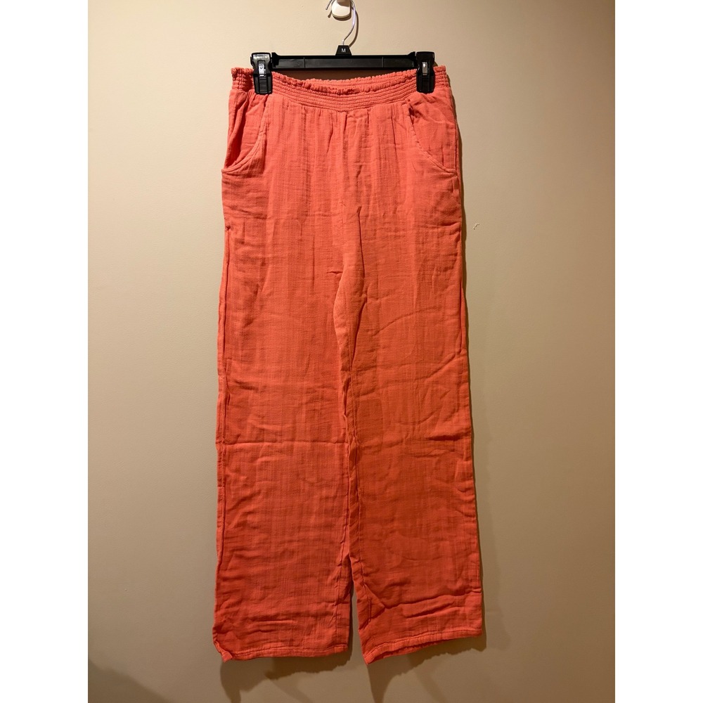 Womens Peach XXL 100% Cotton Straight Leg Flowy Boho Lightweight Lounge Pants